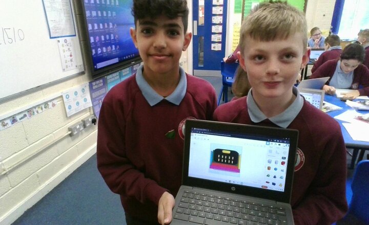 Image of This morning we have been developing our skills in 3D CAD modelling on Tinkercad on the computers.  We have created housing for our micro:bits.