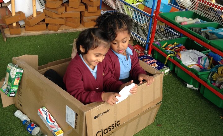 Image of Reception continued their work on recycling today.